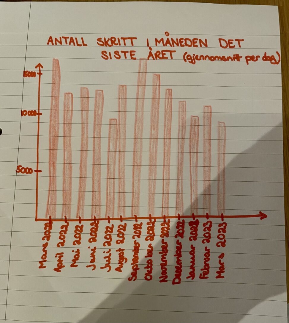 Steps on average each day during the last year