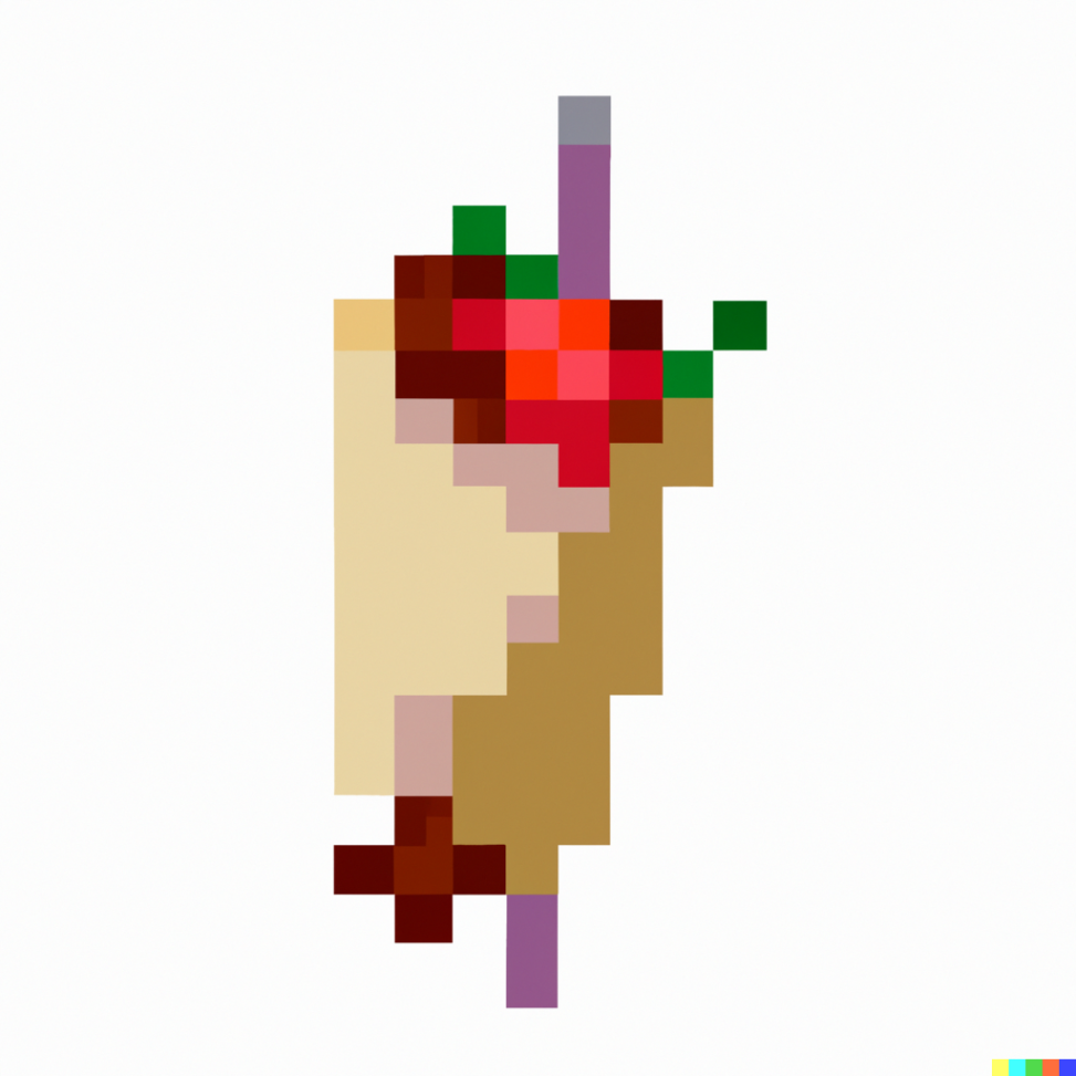 pixel art of a delicious döner kebab