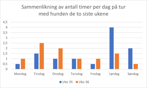 Antall timer på tur med hunden