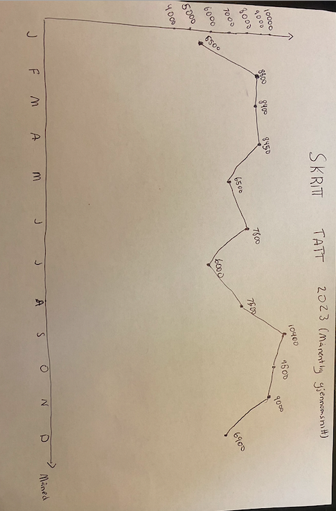 Steps taken 2023, average monthly