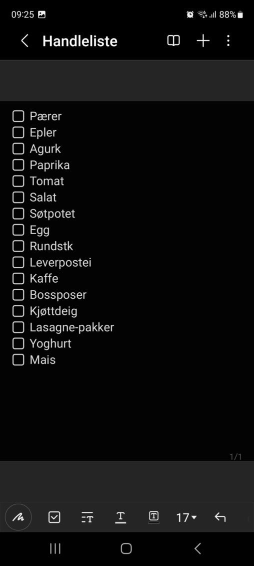 shopping list