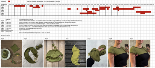 Visualisering av strikketid i løpet av en uke.