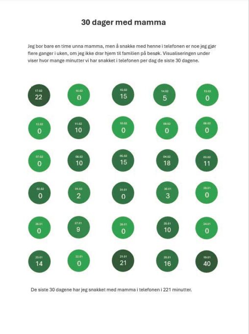 30 dager telefonsamtale med mamma i minutter