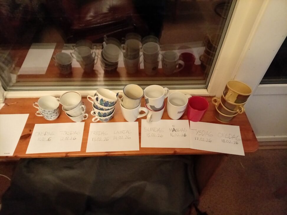 Illustrasjon av Te-koppar frå onsdag den 11.02. til onsdag den 18.02.2026