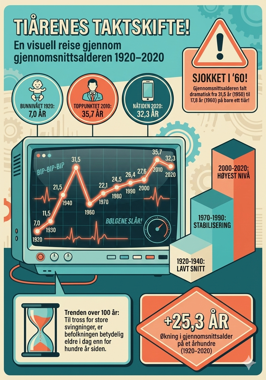 Infografikk gjennomsnittsalder