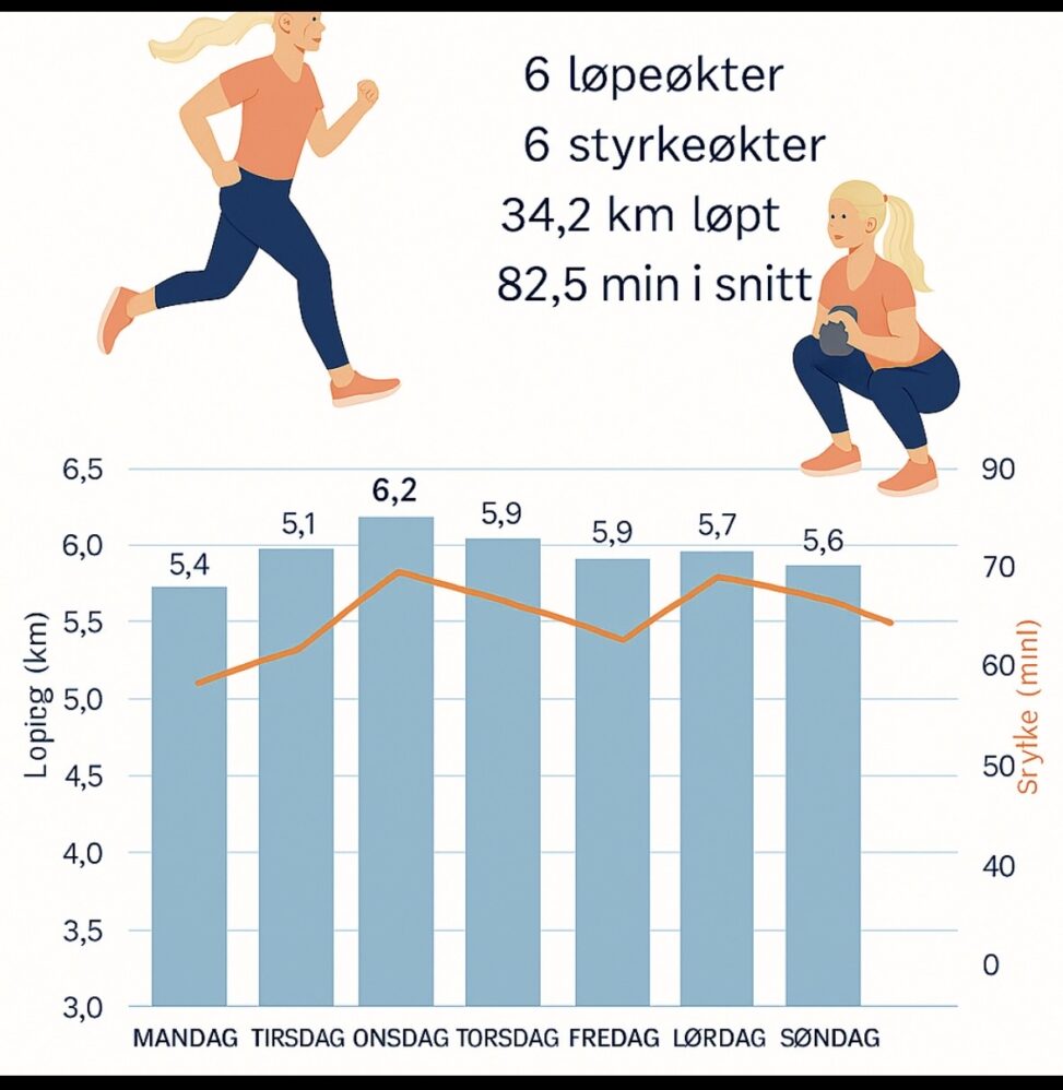 Styrketrening/løpeøkt ukesplan