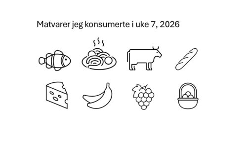 Oversikt over matvarer jeg spiste i løpet av uke 7, 2026