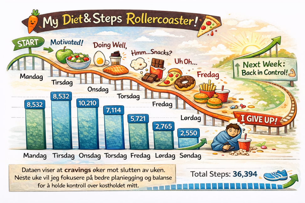 Min uke med diett og aktivitet.