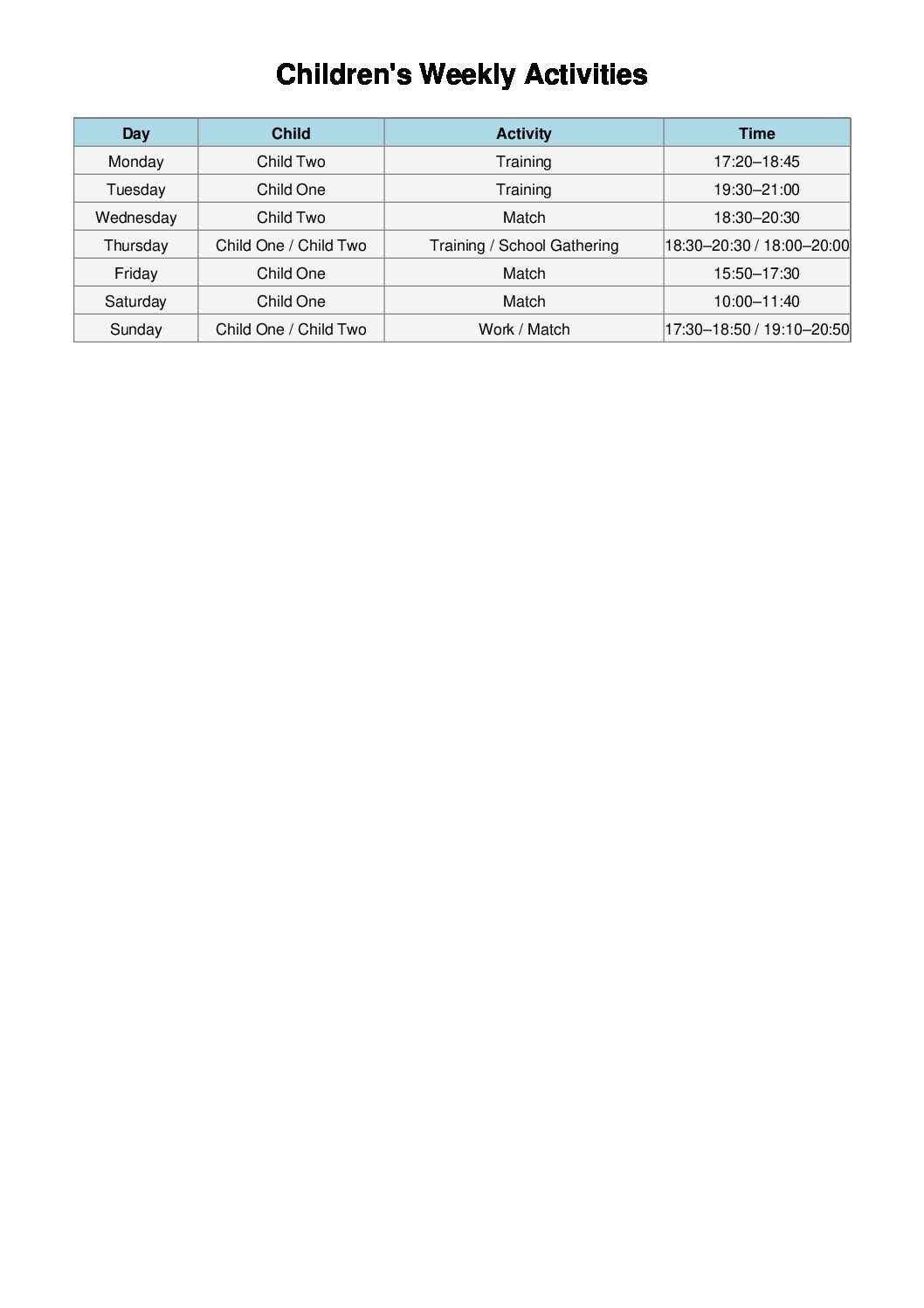 I often feel like a taxi driver, personal assistant, chef and coordinator for my children. This visualisation of one week shows that my feelings are valid! :)